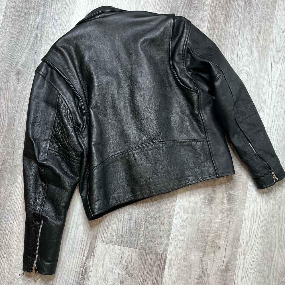 New Age Black Leather Motorcycle Collection Jacket NAC Grunge Mens L size 44 - Picture 5 of 9